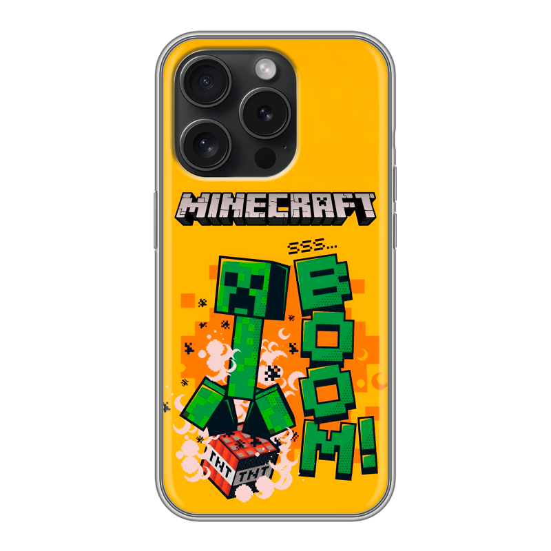 Силиконовый чехол на Iphone 15 Pro с принтом Майнкрафт Minecraft Силиконовый чехол на Iphone 15 Pro с принтом Майнкрафт Minecraft