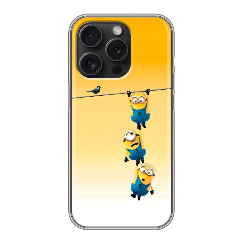 Силиконовый чехол на Iphone 15 Pro с принтом Миньоны Силиконовый чехол на Iphone 15 Pro с принтом Миньоны