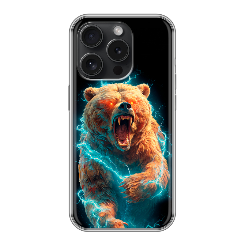 Силиконовый чехол на Iphone 15 Pro с принтом Медведь Силиконовый чехол на Iphone 15 Pro с принтом Медведь