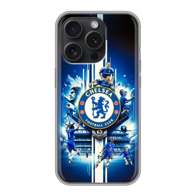 Силиконовый чехол на Iphone 15 Pro с принтом Chelsea Челси Силиконовый чехол на Iphone 15 Pro с принтом Chelsea Челси