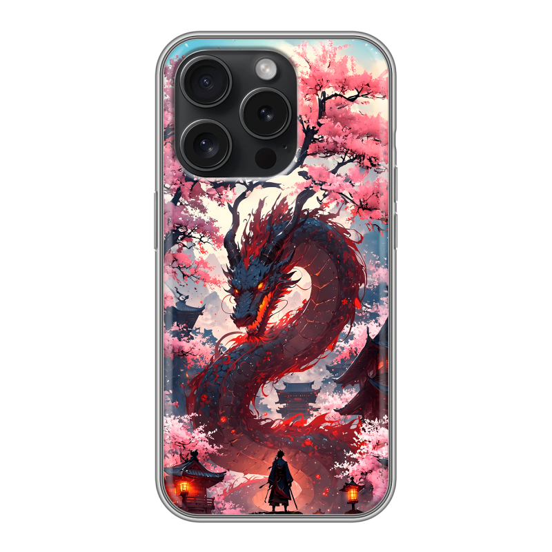 Силиконовый чехол на Iphone 15 Pro с принтом Дракон Японский Силиконовый чехол на Iphone 15 Pro с принтом Дракон Японский