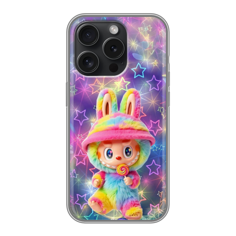 Силиконовый чехол на Iphone 15 Pro с принтом Labubu Лабубу Силиконовый чехол на Iphone 15 Pro с принтом Labubu Лабубу