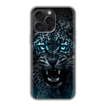 Силиконовый чехол на Iphone 15 Pro Max с принтом Темный леопард