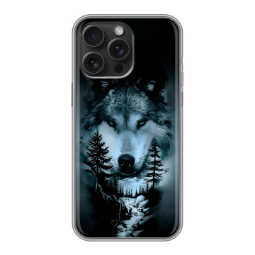 Силиконовый чехол на Iphone 15 Pro Max с принтом Лесной волк