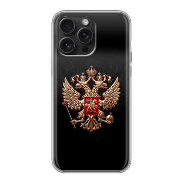 Силиконовый чехол на Iphone 15 Pro Max с принтом Герб России