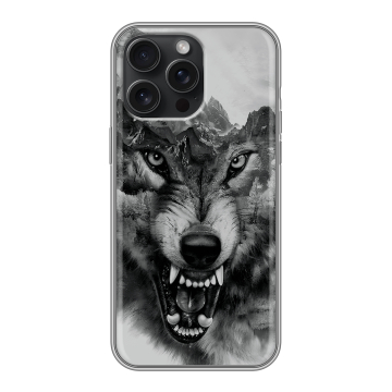 Силиконовый чехол на Iphone 15 Pro Max с принтом Волк