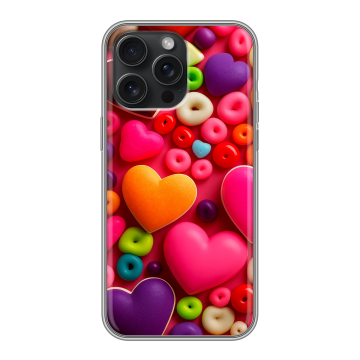 Силиконовый чехол на Iphone 15 Pro Max с принтом Сердечки