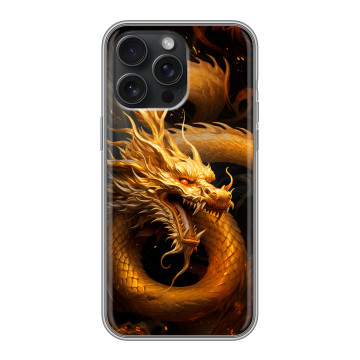 Силиконовый чехол на Iphone 15 Pro Max с принтом Золотой дракон Силиконовый чехол на Iphone 15 Pro Max с принтом Золотой дракон