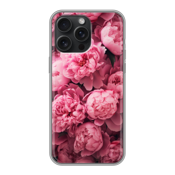 Силиконовый чехол на Iphone 15 Pro Max с принтом цветы пионы Силиконовый чехол на Iphone 15 Pro Max с принтом цветы пионы