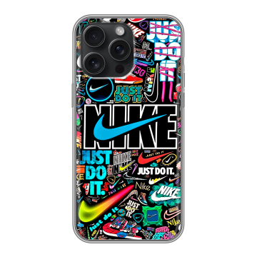 Силиконовый чехол на Iphone 15 Pro Max с принтом найк nike черный Силиконовый чехол на Iphone 15 Pro Max с принтом найк nike черный