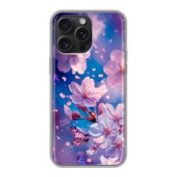 Силиконовый чехол на Iphone 15 Pro Max с принтом цветы бабочки Силиконовый чехол на Iphone 15 Pro Max с принтом цветы бабочки