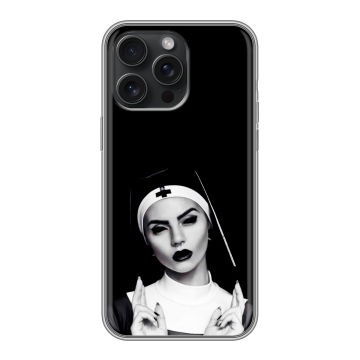 Силиконовый чехол на Iphone 15 Pro Max с принтом монашка Силиконовый чехол на Iphone 15 Pro Max с принтом монашка