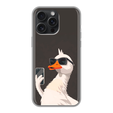 Силиконовый чехол на Iphone 15 Pro Max с принтом утка в очках Силиконовый чехол на Iphone 15 Pro Max с принтом утка в очках