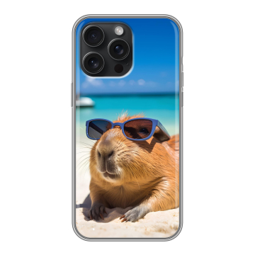 Силиконовый чехол на Iphone 15 Pro Max с принтом Капибара Силиконовый чехол на Iphone 15 Pro Max с принтом Капибара