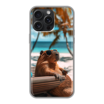 Силиконовый чехол на Iphone 15 Pro Max с принтом Капибара Силиконовый чехол на Iphone 15 Pro Max с принтом Капибара