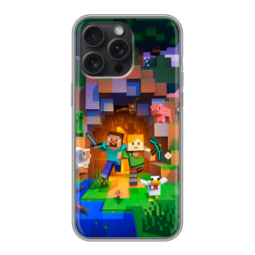 Силиконовый чехол на Iphone 15 Pro Max с принтом Майнкрафт Minecraft Силиконовый чехол на Iphone 15 Pro Max с принтом Майнкрафт Minecraft