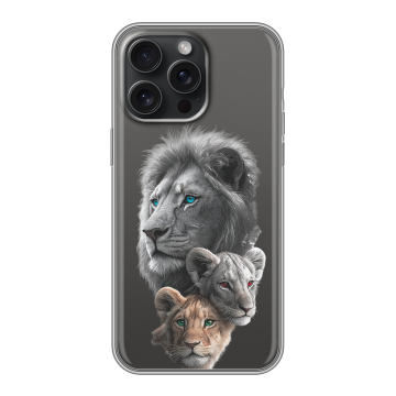 Силиконовый чехол на Iphone 15 Pro Max с принтом Львы