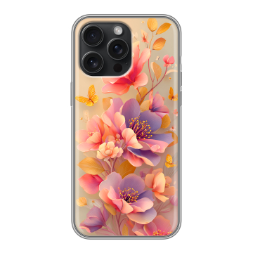 Силиконовый чехол на Iphone 15 Pro Max с принтом Цветы и бабочки