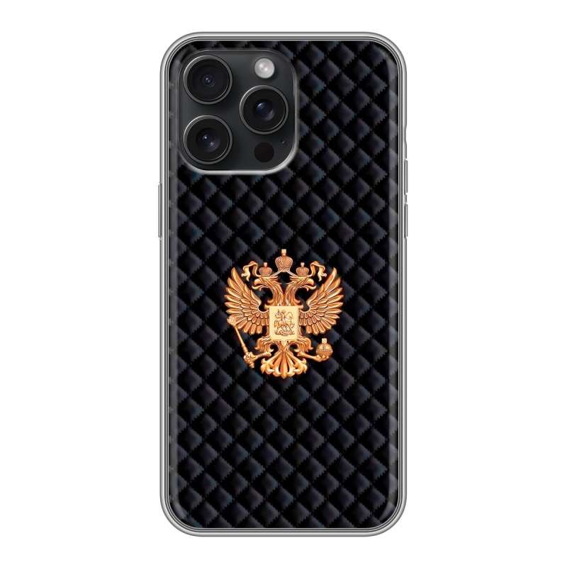 Силиконовый чехол на Iphone 15 Pro Max с принтом Герб России принт Силиконовый чехол на Iphone 15 Pro Max с принтом Герб России принт