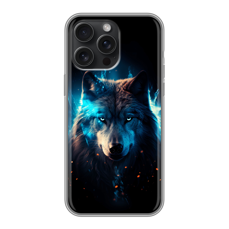 Силиконовый чехол на Iphone 15 Pro Max с принтом Волк ночной Силиконовый чехол на Iphone 15 Pro Max с принтом Волк ночной