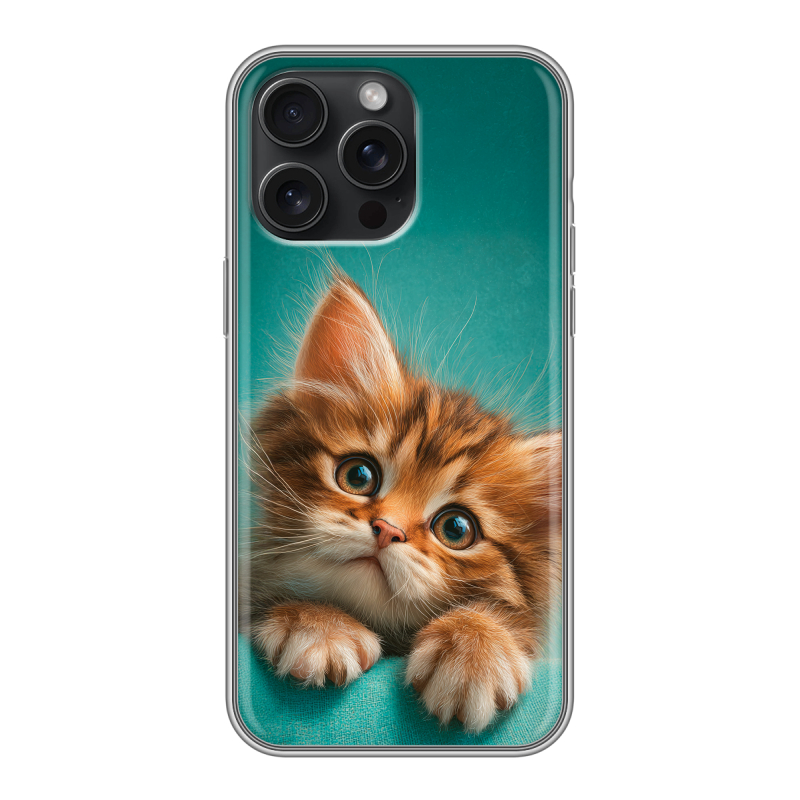 Силиконовый чехол на Iphone 15 Pro Max с принтом котенок Силиконовый чехол на Iphone 15 Pro Max с принтом котенок