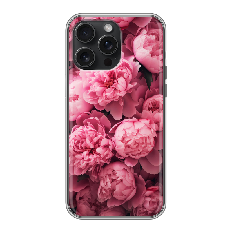 Силиконовый чехол на Iphone 15 Pro Max с принтом цветы пионы Силиконовый чехол на Iphone 15 Pro Max с принтом цветы пионы