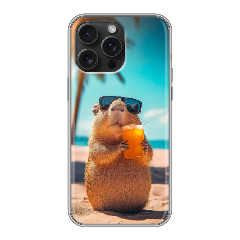 Силиконовый чехол на Iphone 15 Pro Max с принтом Капибара Силиконовый чехол на Iphone 15 Pro Max с принтом Капибара