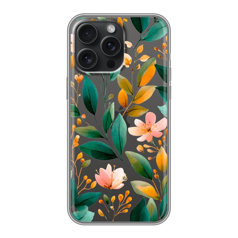 Силиконовый чехол на Iphone 15 Pro Max с принтом Цветы паттерн Силиконовый чехол на Iphone 15 Pro Max с принтом Цветы паттерн