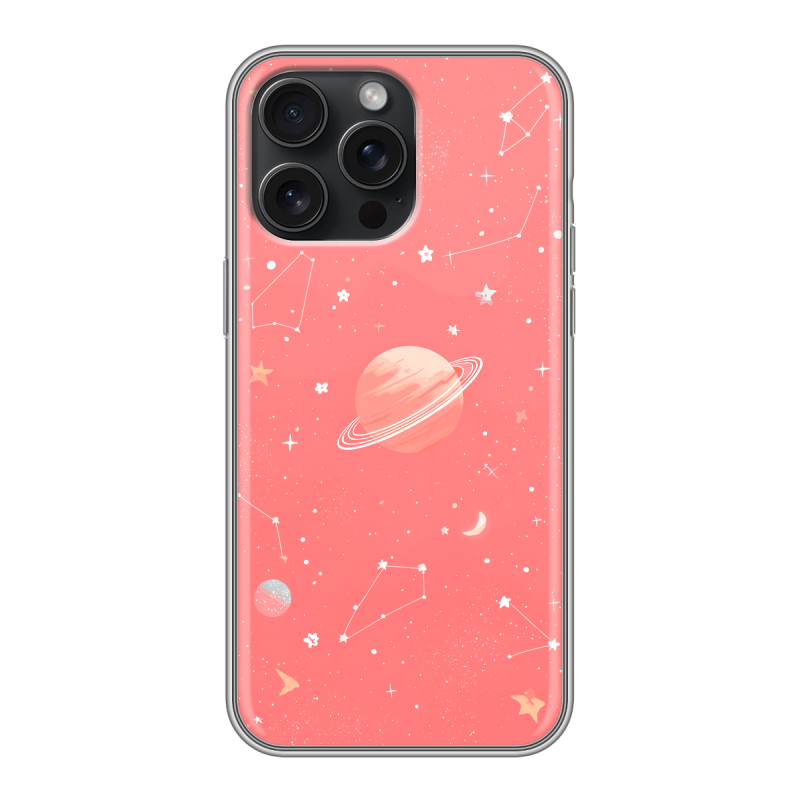 Силиконовый чехол на Iphone 15 Pro Max с принтом Розовый космос Силиконовый чехол на Iphone 15 Pro Max с принтом Розовый космос