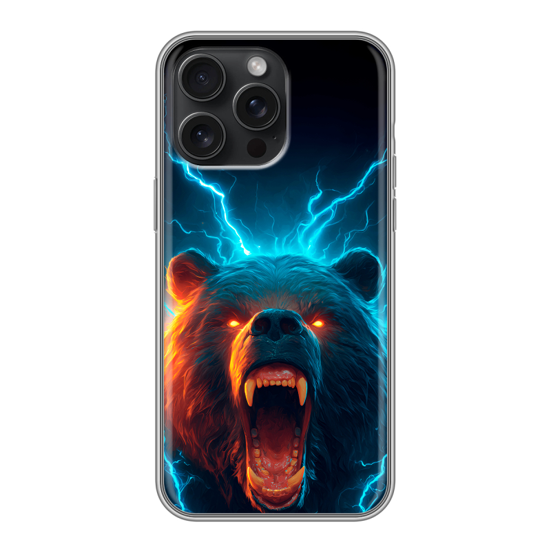 Силиконовый чехол на Iphone 15 Pro Max с принтом Медведь Силиконовый чехол на Iphone 15 Pro Max с принтом Медведь