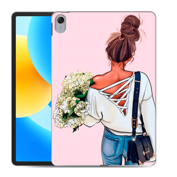 Силиконовый чехол на планшета Huawei MatePad 11.5 с принтом Девушка и букет Силиконовый чехол на планшета Huawei MatePad 11.5 с принтом Девушка и букет