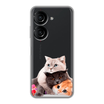 Силиконовый чехол на ASUS ZenFone 9 с принтом Кошки Силиконовый чехол на ASUS ZenFone 9 с принтом Кошки