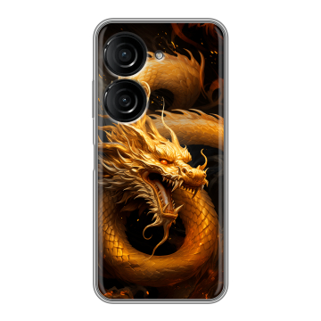Силиконовый чехол на ASUS ZenFone 9 с принтом Золотой дракон