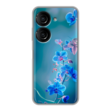 Силиконовый чехол на ASUS ZenFone 9 с принтом Голубые цветы