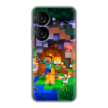 Силиконовый чехол на ASUS ZenFone 9 с принтом Майнкрафт Minecraft