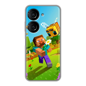 Силиконовый чехол на ASUS ZenFone 9 с принтом Майнкрафт Minecraft