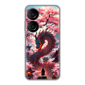 Силиконовый чехол на ASUS ZenFone 9 с принтом Дракон Японский