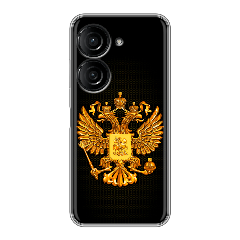 Силиконовый чехол на ASUS ZenFone 9 с принтом Герб России желтый Силиконовый чехол на ASUS ZenFone 9 с принтом Герб России желтый