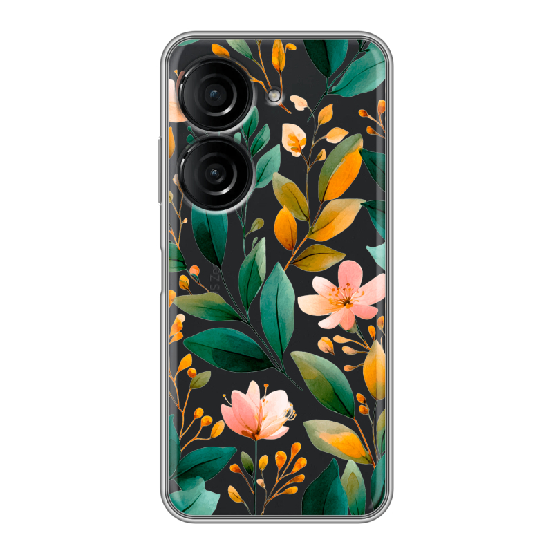 Силиконовый чехол на ASUS ZenFone 9 с принтом Цветы паттерн Силиконовый чехол на ASUS ZenFone 9 с принтом Цветы паттерн