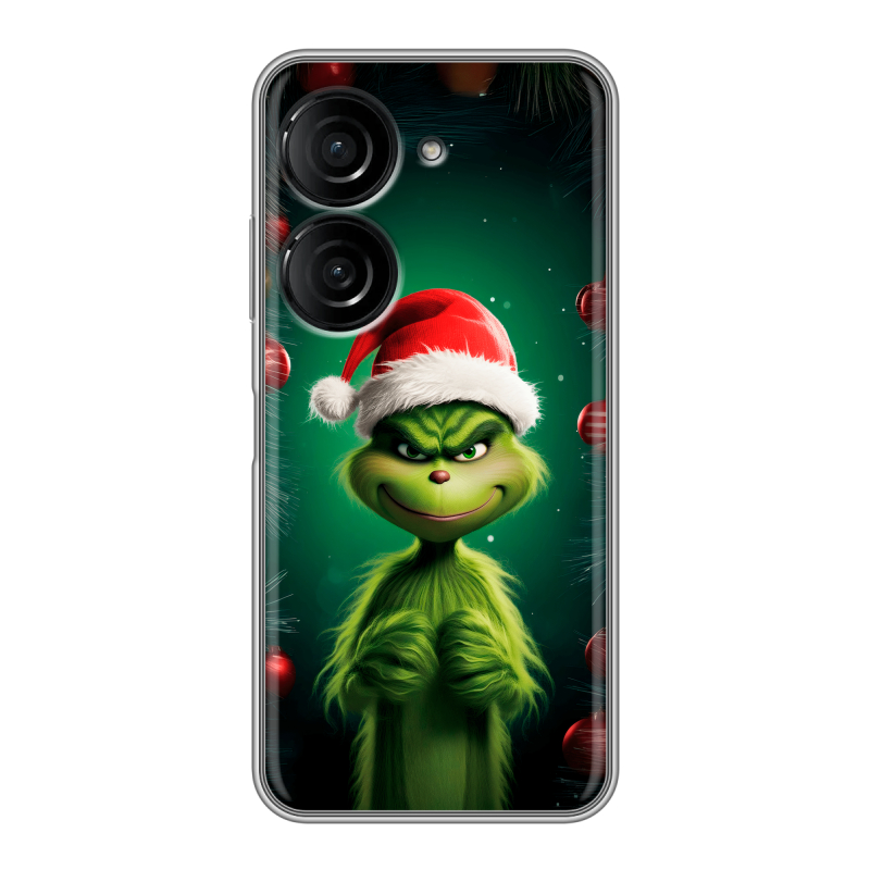 Силиконовый чехол на ASUS ZenFone 9 с принтом Гринч Новый год Рождество Силиконовый чехол на ASUS ZenFone 9 с принтом Гринч Новый год Рождество