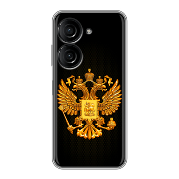 Силиконовый чехол на ASUS ZenFone 10 с принтом Герб России желтый