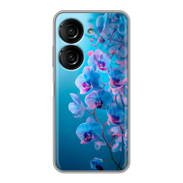 Силиконовый чехол на ASUS ZenFone 10 с принтом голубые орхидеи