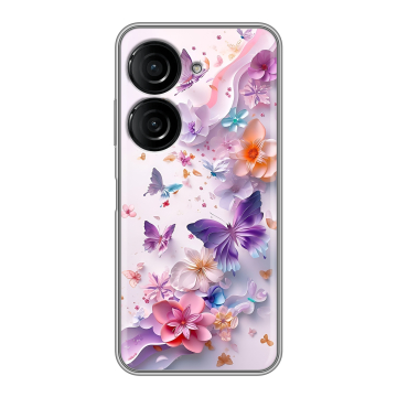 Силиконовый чехол на ASUS ZenFone 10 с принтом цветы бабочки