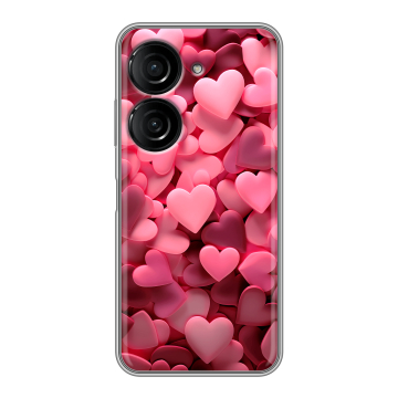 Силиконовый чехол на ASUS ZenFone 10 с принтом розовые сердечки