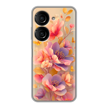 Силиконовый чехол на ASUS ZenFone 10 с принтом Цветы и бабочки