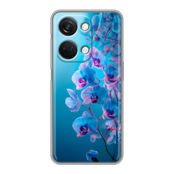 Силиконовый чехол на OnePlus Nord 3 с принтом голубые орхидеи Силиконовый чехол на OnePlus Nord 3 с принтом голубые орхидеи