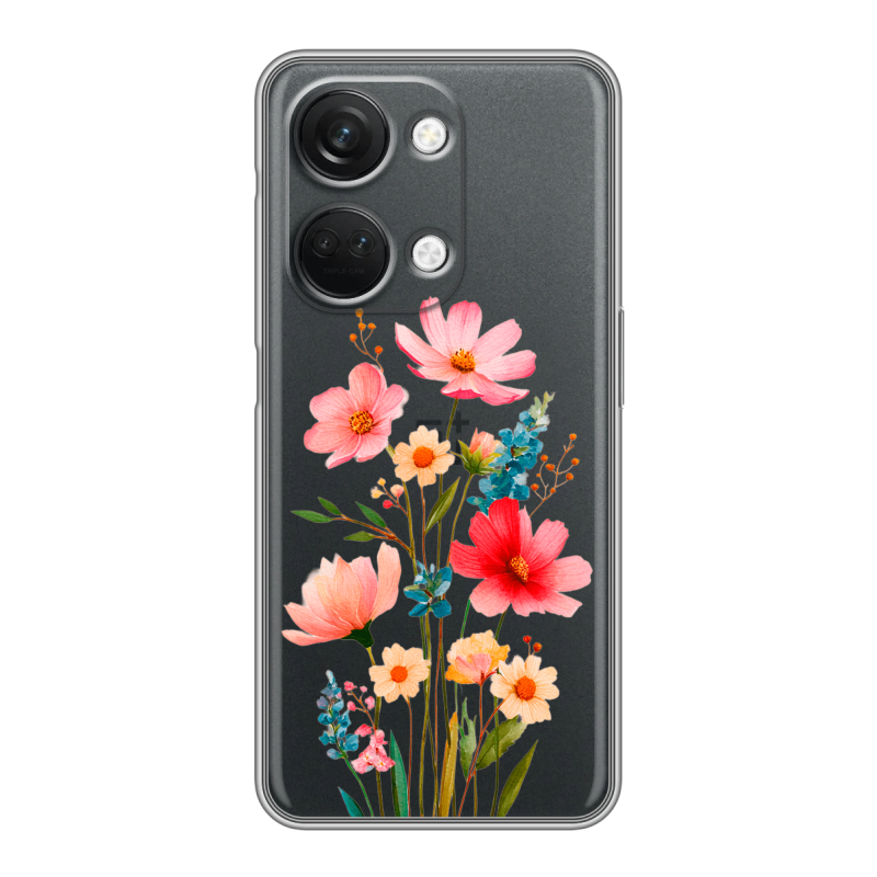 Силиконовый чехол на OnePlus Nord 3 с принтом Цветы Силиконовый чехол на OnePlus Nord 3 с принтом Цветы