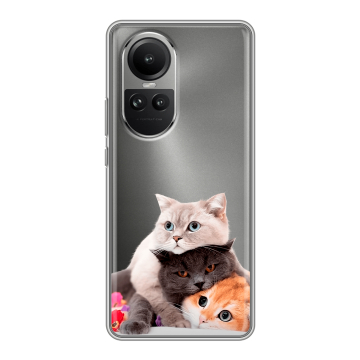 Силиконовый чехол на OPPO Reno 10 Pro с принтом Кошки Силиконовый чехол на OPPO Reno 10 Pro с принтом Кошки