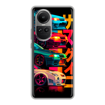 Силиконовый чехол на OPPO Reno 10 Pro с принтом Гоночные машины