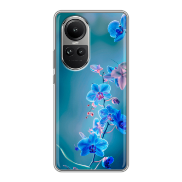 Силиконовый чехол на OPPO Reno 10 Pro с принтом Голубые цветы